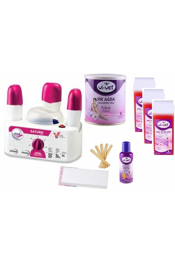 3+1 Ağda Makinesi Saturn+vivet 800ml Pudralı Ağda Set - 1