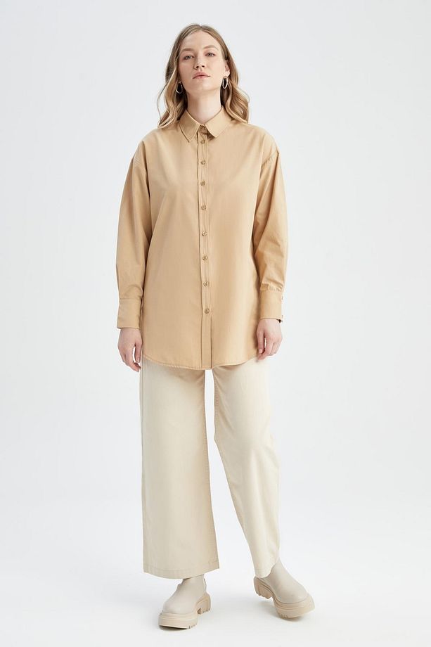 Regular Fit Basic Uzun Kollu Gömlek Tunik - 3