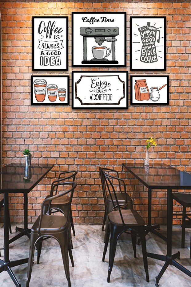 6 Parça Coffee Time Mdf Tablo Seti - 1
