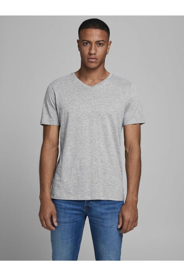 Jjeplaın V Yaka Basıc Tişört 12136713 - 1