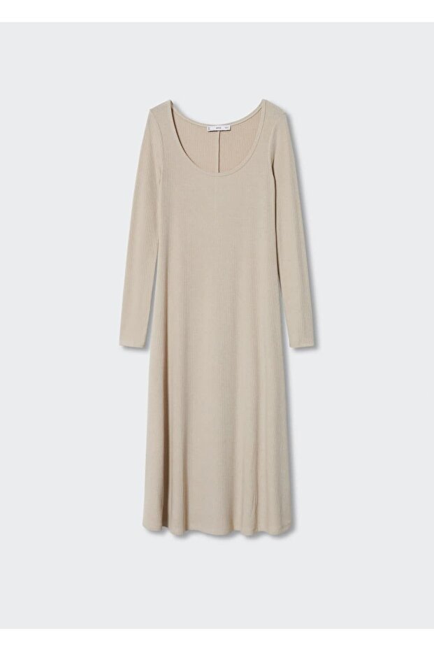 Lastikli Midi Boy Elbise - 3