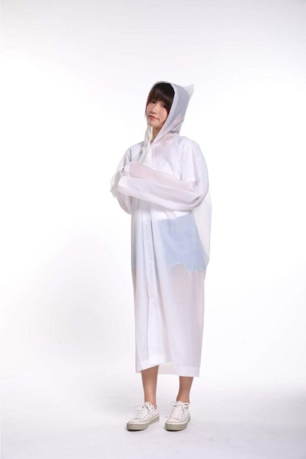 Unisex White Waterproof Eva Fabric Raincoat