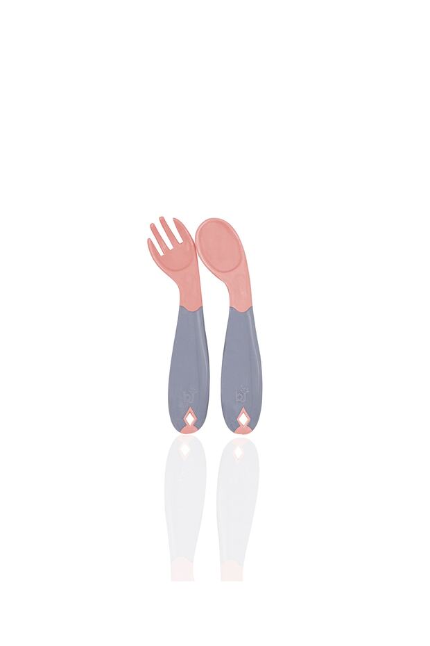Pink Color Angled Spoon Fork Set