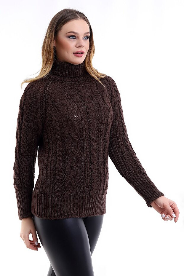 Kahve Örme Kadın Kazak - 2