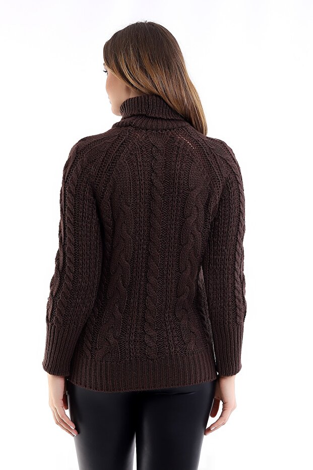 Kahve Örme Kadın Kazak - 5