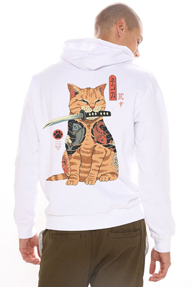 Men's Black Hooded Sweatshirt with Back Print Born