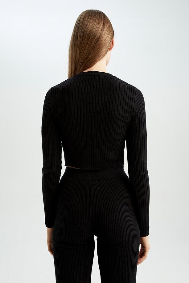 Coool Slim Fit Basic Crop Triko Kazak - 6