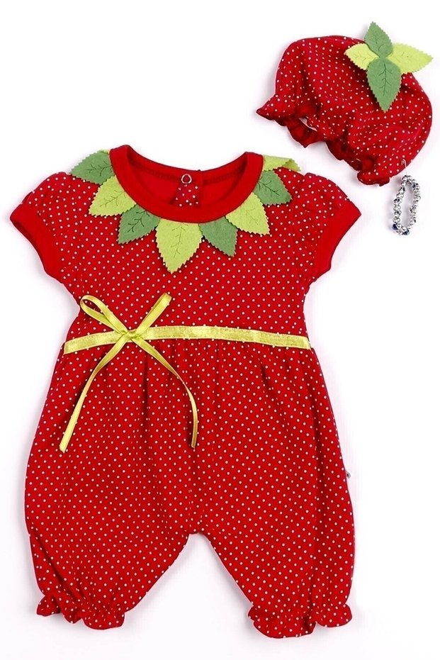Baby Girl Red Strawberry Summer Baby Jumpsuit