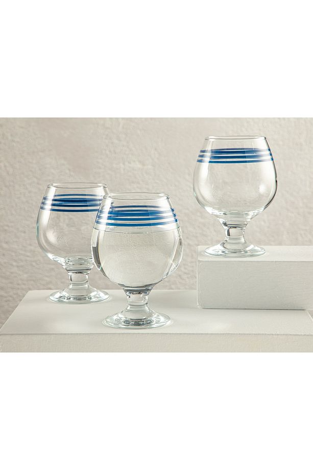 Cosy Lines Cam 3'lü Kahve Yanı Su Bardağı 390 Ml Mavi - 1