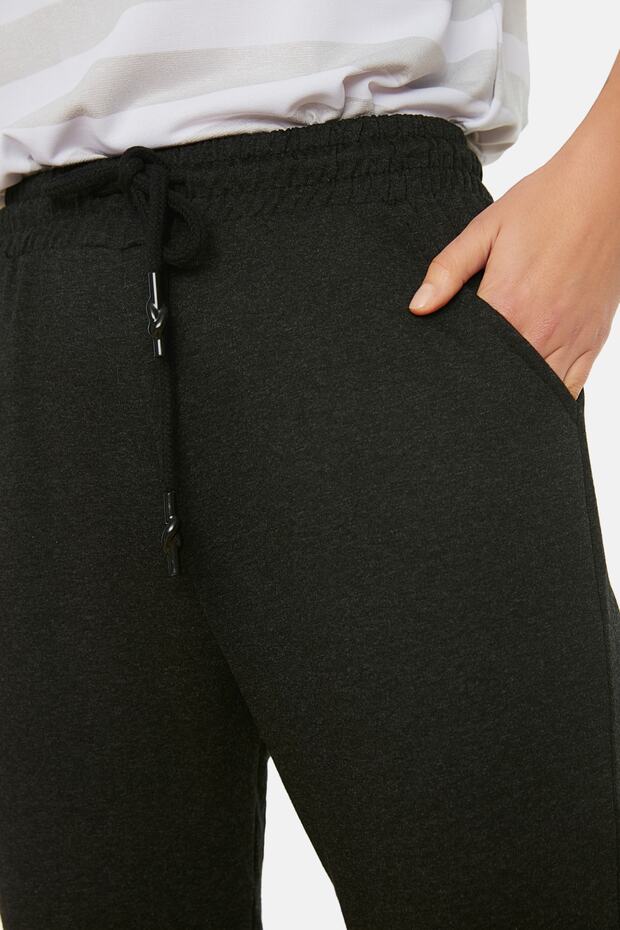 Anthrazitfarbene Basic Jogger-Strick-Jogginghose mit Taschen - 7
