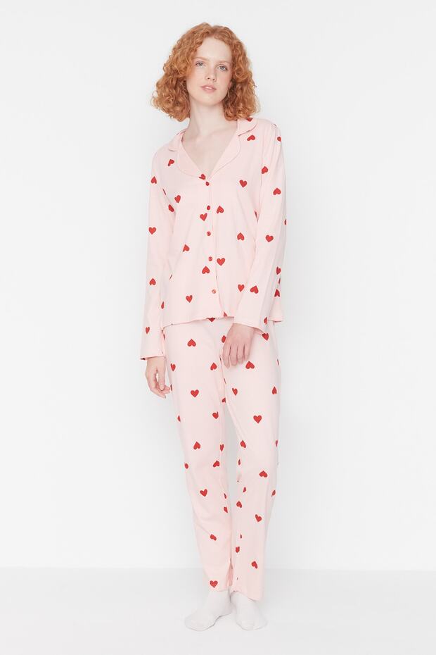 Pembe %100 Pamuklu Kalpli Örme Pijama Takımı THMAW21PT0548 - 6