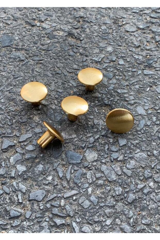 (5 ADET) Metax Düz Düğme Kulp (MAT ALTIN) Mobilya Vestiyer Şifonyer Çekmece Dolap Kapak Kulpu - 3