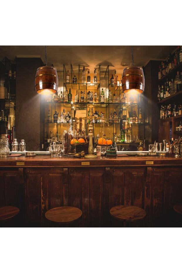 Rustik Retro Ofis Cafe Restorant Ahşap Fıçı Avize - 4