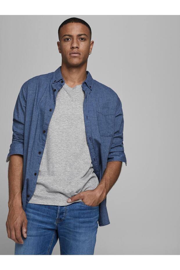 Jjeplaın V Yaka Basıc Tişört 12136713 - 2