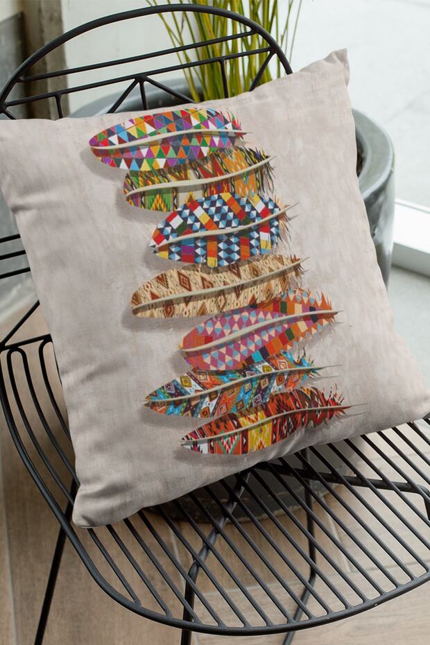 43x43cm Ethnic Thai Feather Woven Premium Fabric Double Sided Throw Pillow Pillowcase Krl134