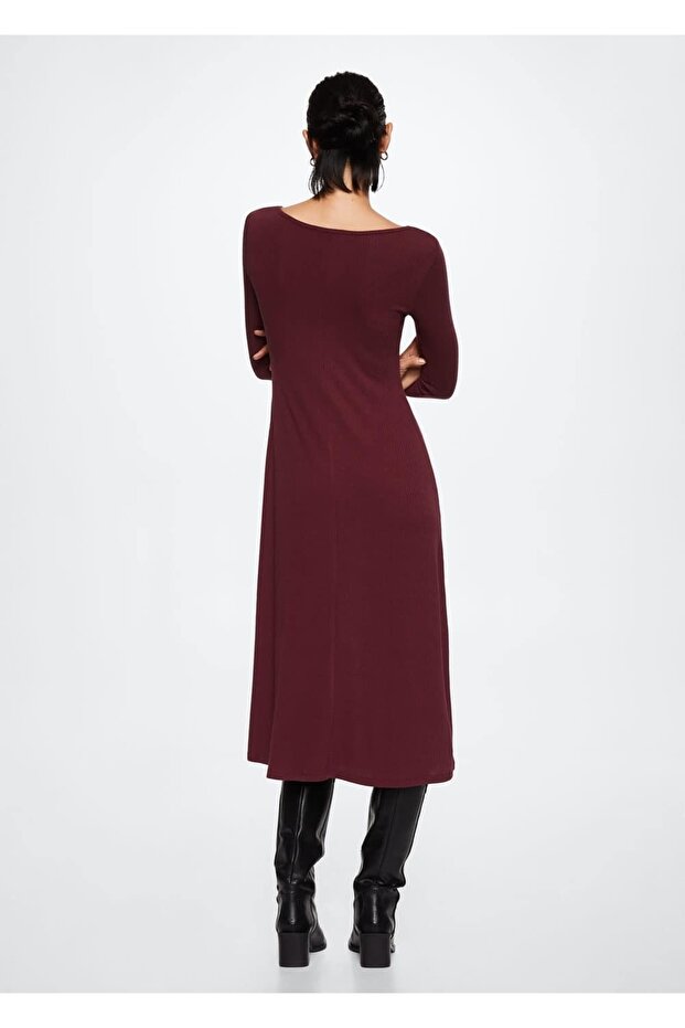 Lastikli Midi Boy Elbise - 4