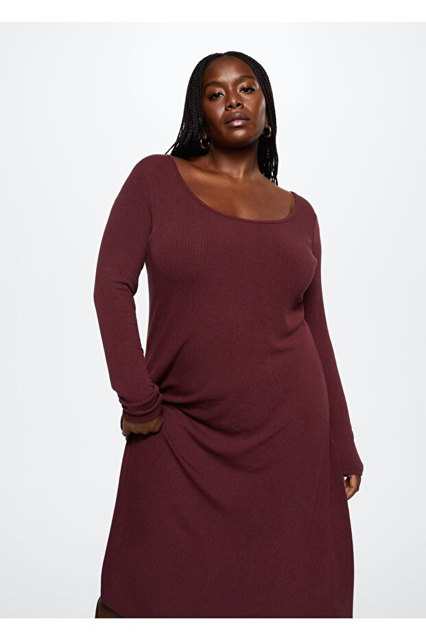 Lastikli Midi Boy Elbise - 7