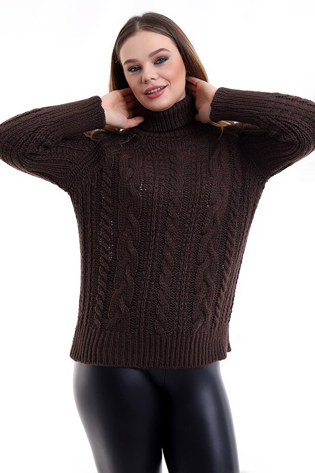 Kahve Örme Kadın Kazak - 3