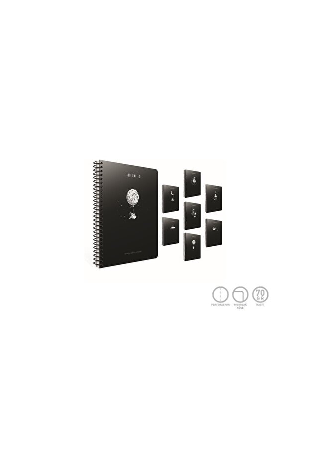 Astro Notes Spiral Cardboard Cover Notebook A5 80 Sheets Checkered (Pack of 4) 6086