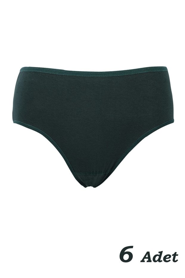 Women's 6 Pack Dark Green Cotton Lycra High Waist Bato Panties
