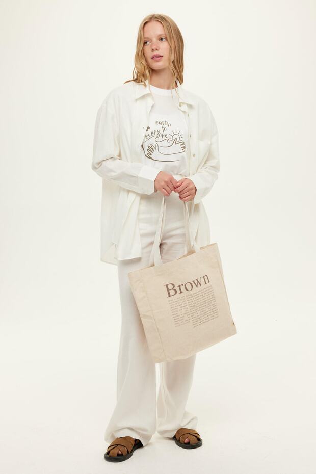 Καφέ STD Printed Canvas Tote Bag - Bellows Classic - 4