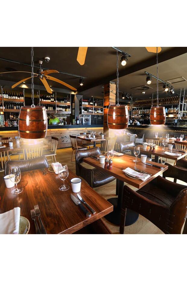 Rustik Retro Ofis Cafe Restorant Ahşap Fıçı Avize - 1