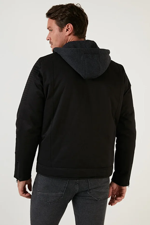 Slim Fit Peluş Astarlı Çıkarılabilir Kapüşonlu Mont Erkek MONT 5855031 - 5