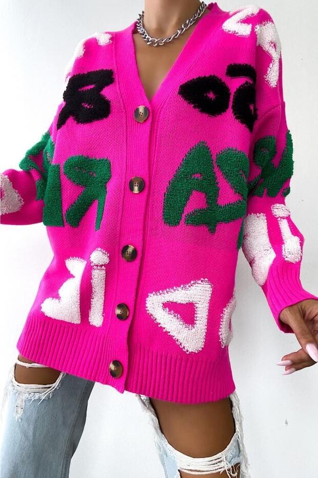 Patterned Button Detailed Knitted Cardigan - 2