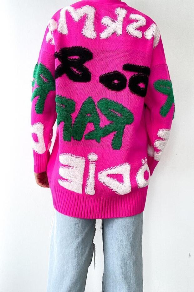 Patterned Button Detailed Knitted Cardigan - 7