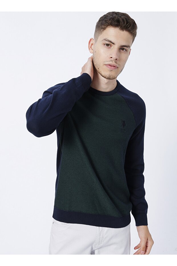 Crew Neck Green Men's Sweater Srewas