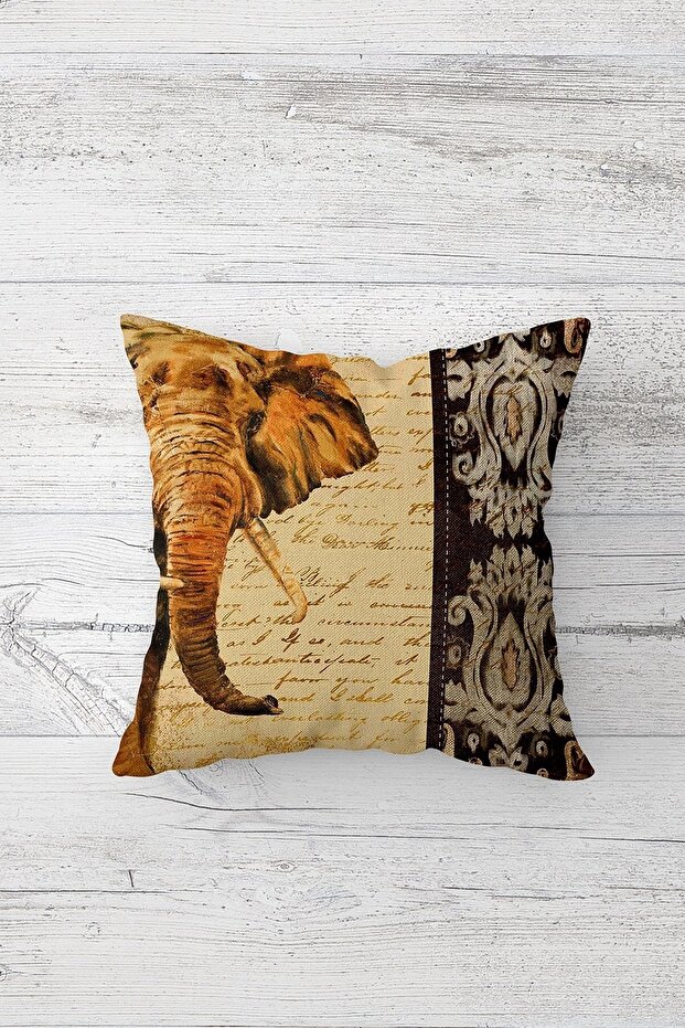 Elephant Patterned One Side Printed Hidden Zipper Pillow Case Throw Pillow Sofa Pillow Case