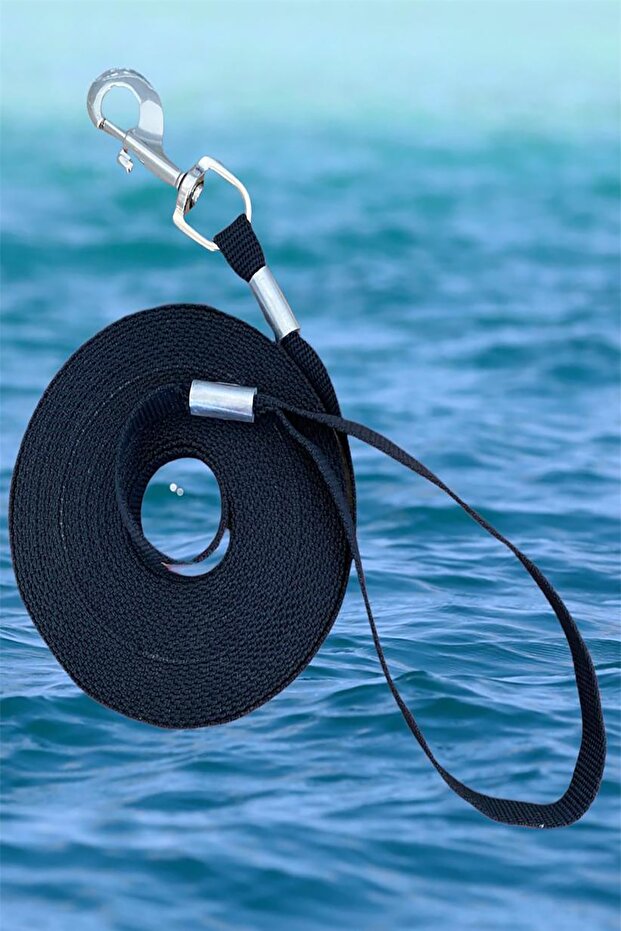 Steel Pressed 15 Meters Dog Garden Tethering Leash Lead Strap Black