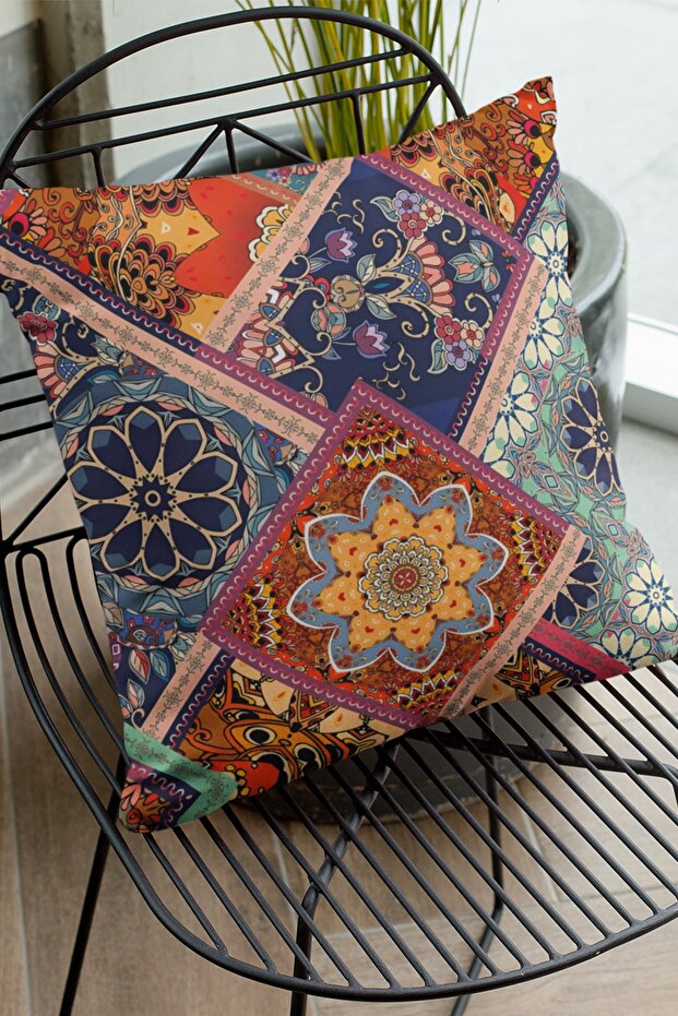 43x43cm Woven Premium Thai Feather Fabric Double Sided Ethnic Throw Pillow Pillowcase Krl077