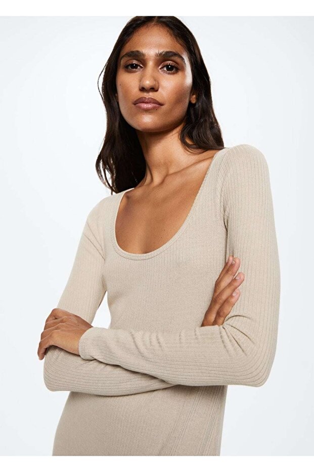 Lastikli Midi Boy Elbise - 6