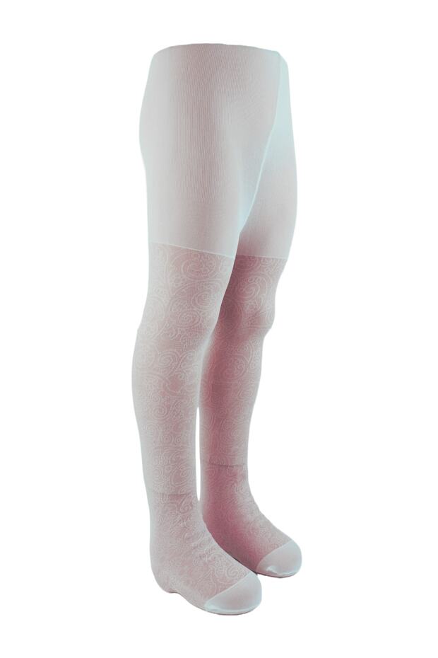 Jacquard Girls' White Thin Pantyhose Circle Pattern J-120c