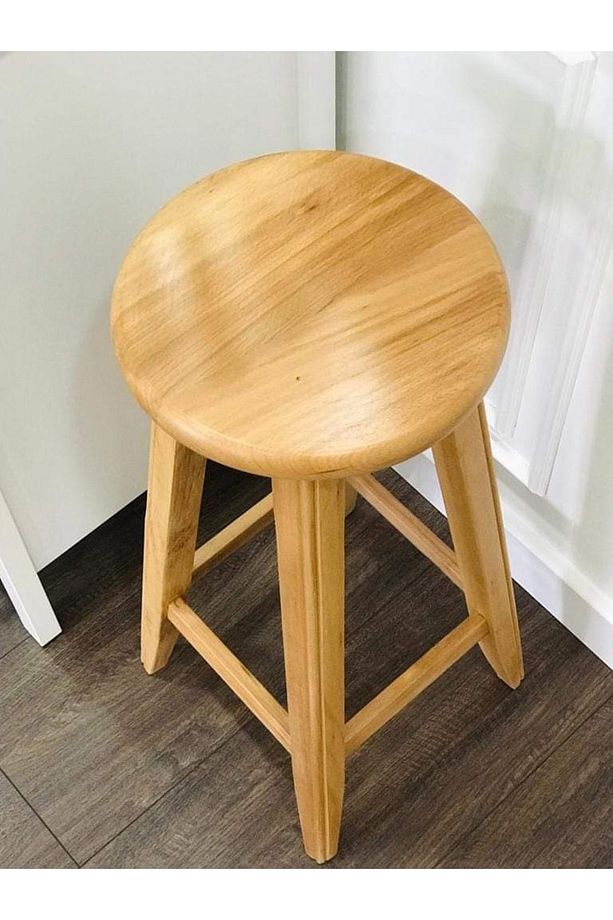 Rustik Ev Ahşap Gülgen Yuvarlak Doğal Bar Mutfak Sandalye Taburesi One Sıze 60 Cm - 3