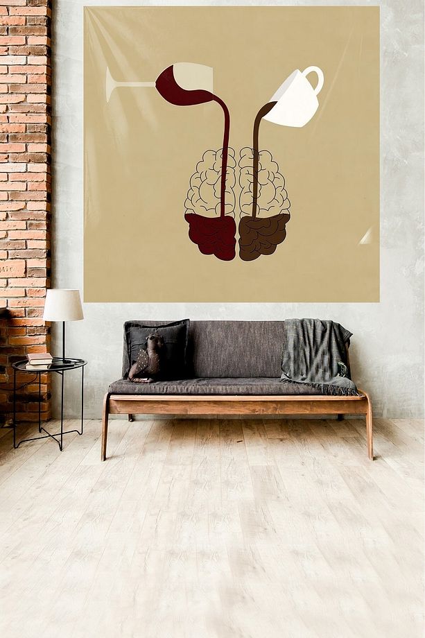 Kahve Şarap Beyin Desenli Leke Tutmaz Kadife Dokulu Kumaş Duvar Örtüsü Duvar Halısı Tapestry - 1