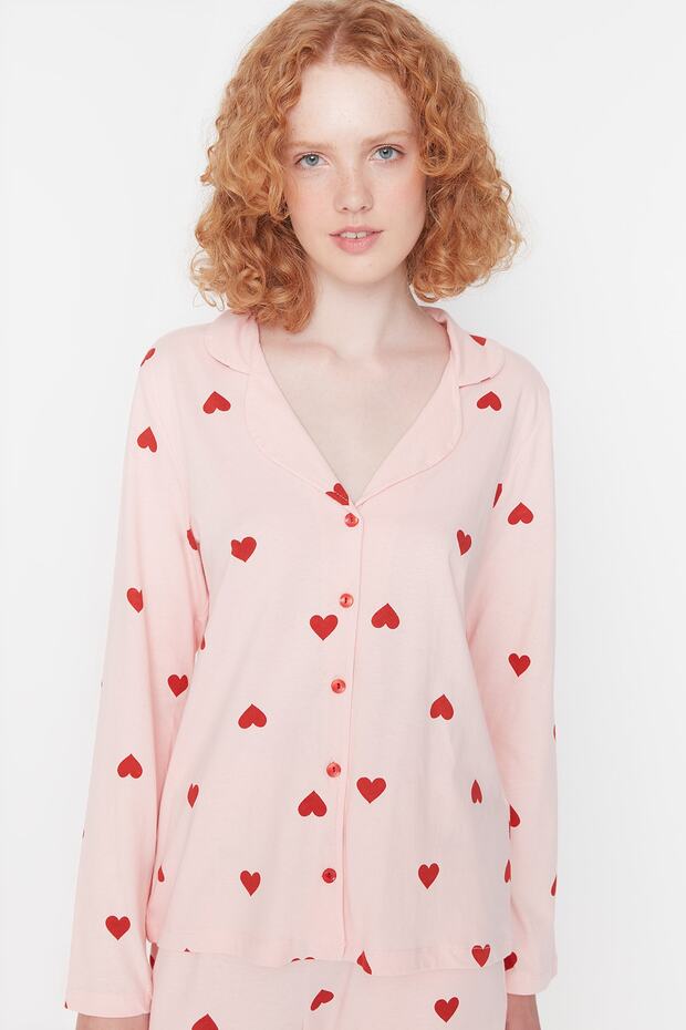 Pembe %100 Pamuklu Kalpli Örme Pijama Takımı THMAW21PT0548 - 4