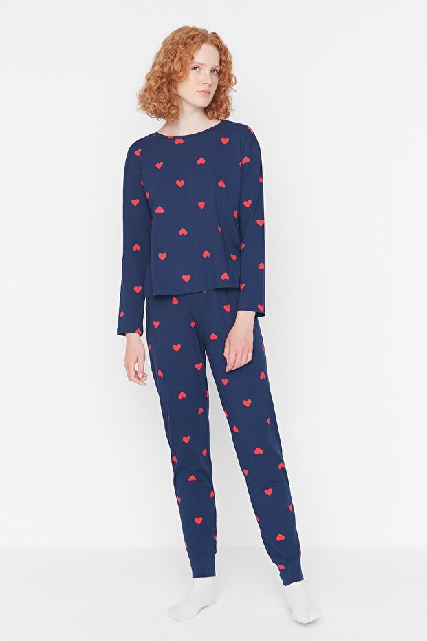 Indigo %100 Pamuklu Kalpli Örme Pijama Takımı THMAW21PT0566 - 5