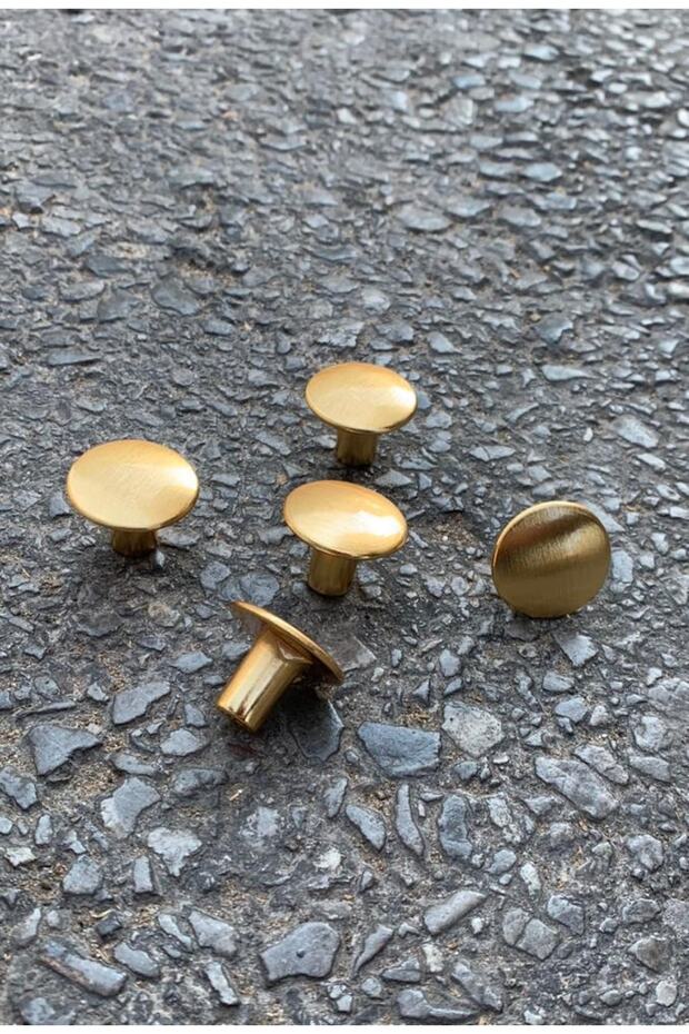 (5 ADET) Metax Düz Düğme Kulp (MAT ALTIN) Mobilya Vestiyer Şifonyer Çekmece Dolap Kapak Kulpu - 1