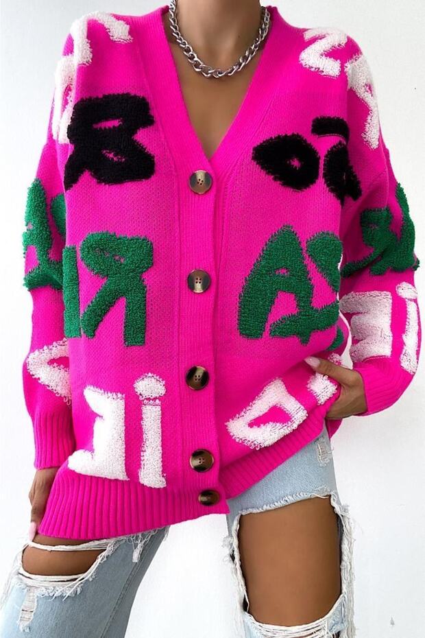 Patterned Button Detailed Knitted Cardigan - 1