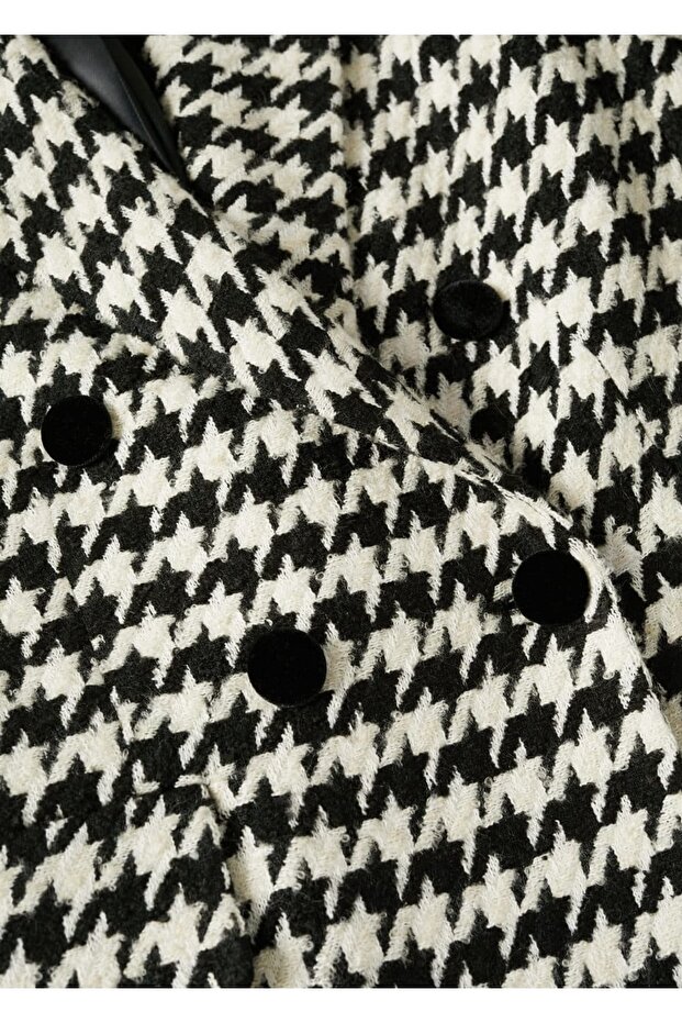 Damski wełniany płaszcz w pepitkę - 7