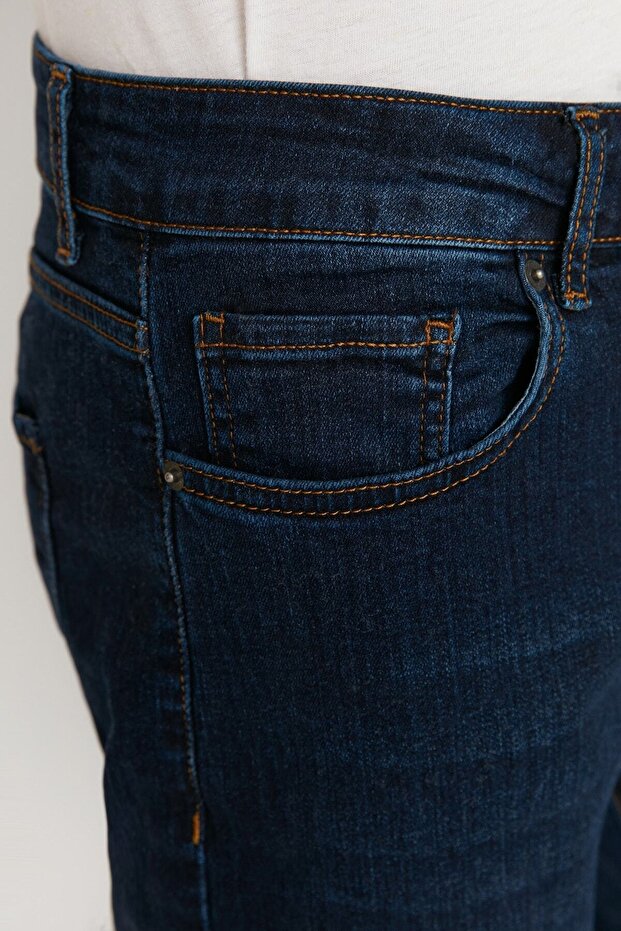 Lacivert Esnek Kumaş Regular Fit Jeans Kot Pantolon TMNAW23JE00036 - 9