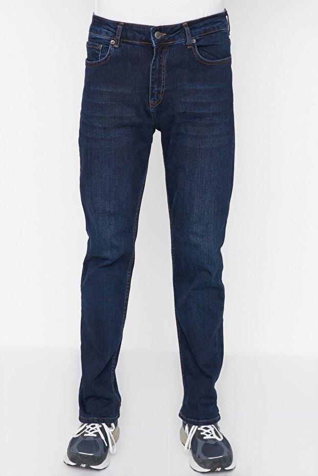 Lacivert Esnek Kumaş Regular Fit Jeans Kot Pantolon TMNAW23JE00036 - 5