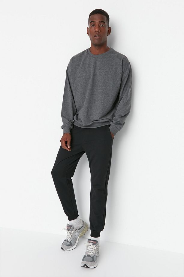 Siyah Basic Regular/Normal Kesim Lastik Paça Jogger Eşofman Altı TMNSS20EA0053 - 11