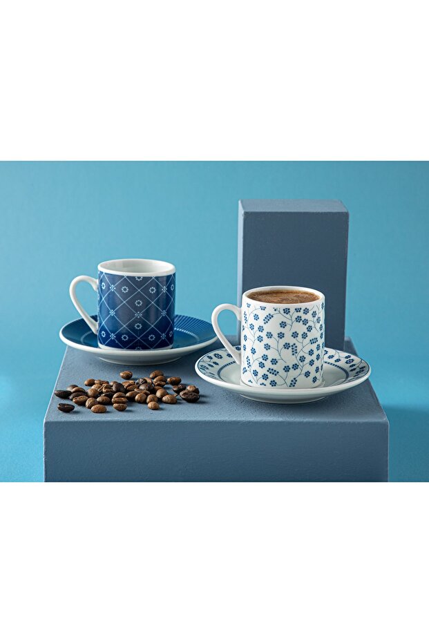 Anya Porcelain 2-Piece Dark Blue Coffee Cup Set - 80 Ml