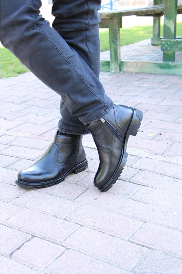 Yağlıoğlu 2605 Cold-Proof Genuine Leather Fur Thermal Daily Men's Boots