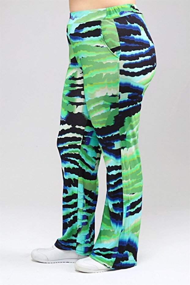 Desenli Örme Pantalon-yeşil - 7