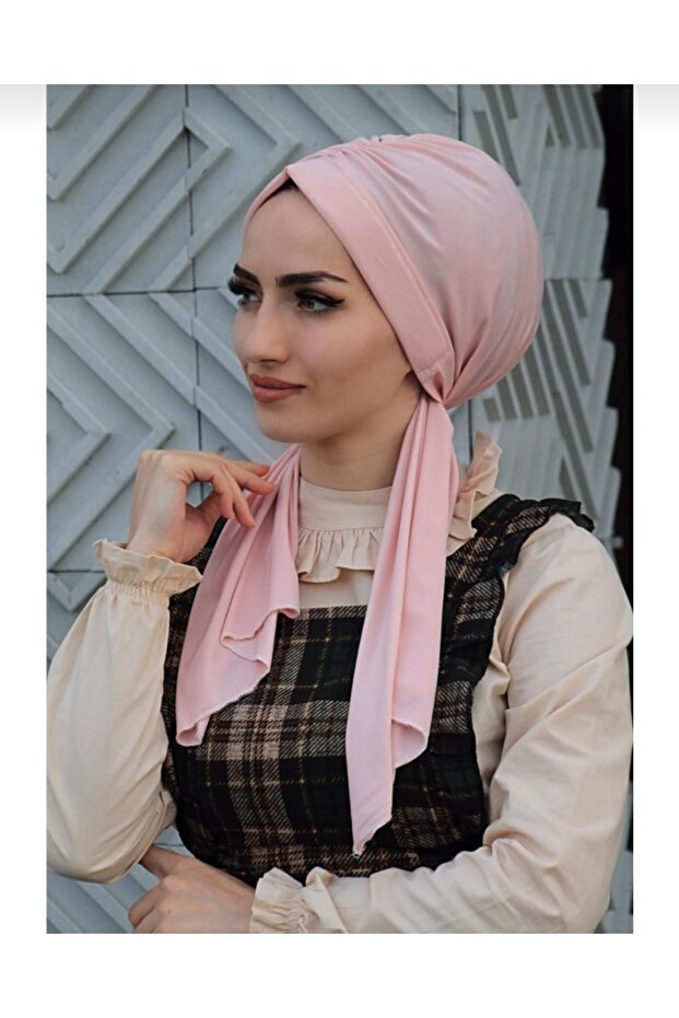 Women's Design Drawstring Ready-Made Bonnet Shawl Powder