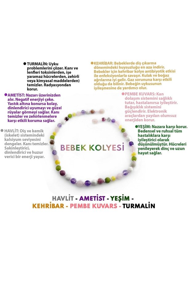 Certified Amber-turmalin-amethyst-havlit-jade-pink Quartz-baby Necklace M203
